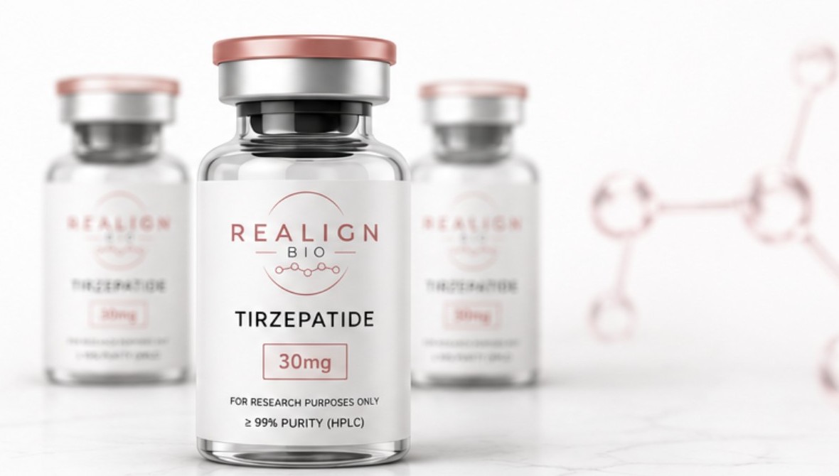 Realign Bio Tirzepatide research peptide vial