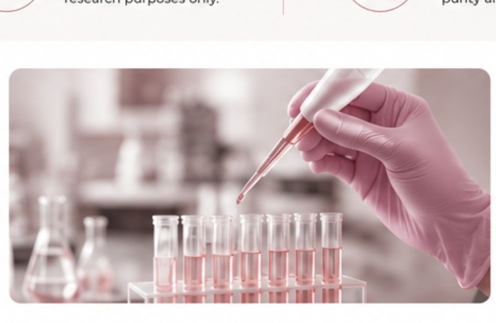 Laboratory peptide research with pipette and test tubes
