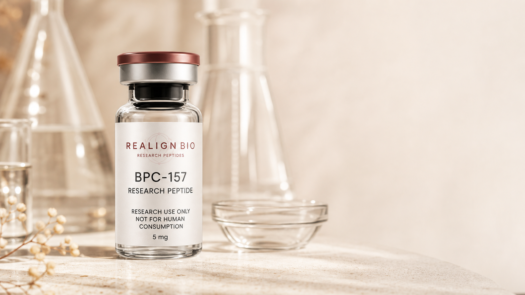 BPC-157 research vial in a laboratory setting